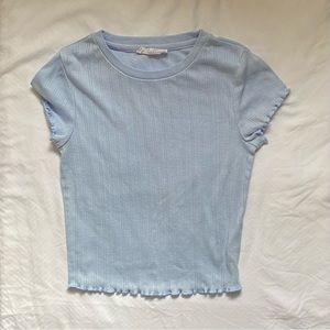 elodie light blue lettuce edge top